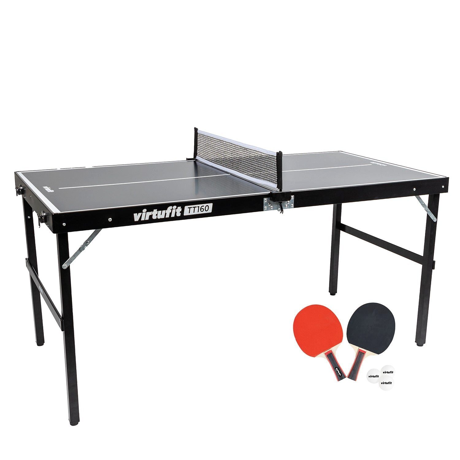 VirtuFit Tischtennisplatte VirtuFit Mini Tischtennisplatte TT160 mit 2 Schlägern und 3 Bällen