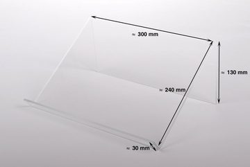 queence Buchstütze Lesehilfe - Buchständer - Tablet-Stütze - Warenstütze - Acrylhalter (1 St), 30x24x13 cm aus Acrylglas -