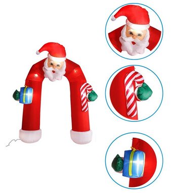 Bubble-Store Weihnachtsfigur aufblasbare Weihnachtsdeko (beweglicher Kopf nach rechts und links), Weihnachtsmann als Rundbogen mit Beleuchtung
