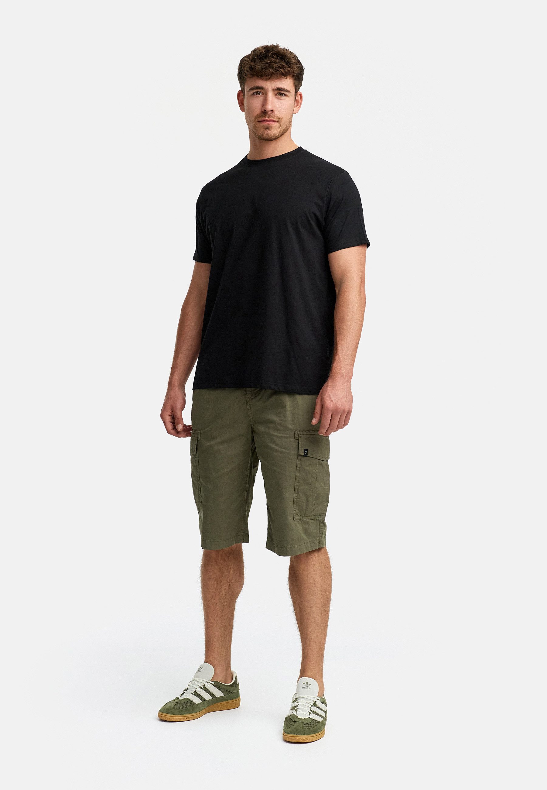 Indicode Cargoshorts Herren INNadim Cargoshorts aus Baumwolle mit elastischen Einsätzen am Bund für eine flexible Passform