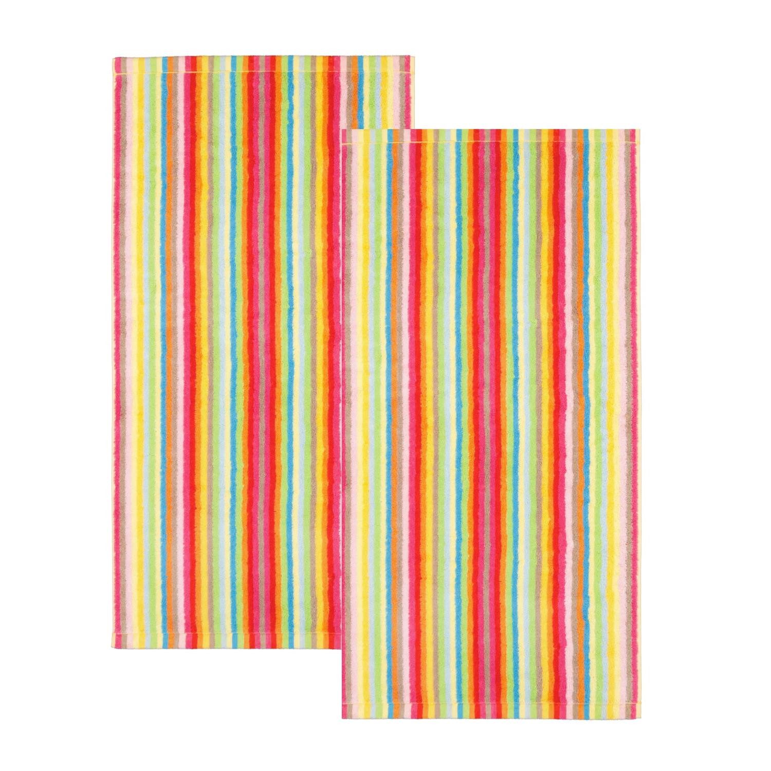 Cawö Handtuch 2 Stück Cawö Life Style Handtücher 7008-25 Streifen muilticolor 50x100, Walkfrottier (2-St), 100% Baumwolle