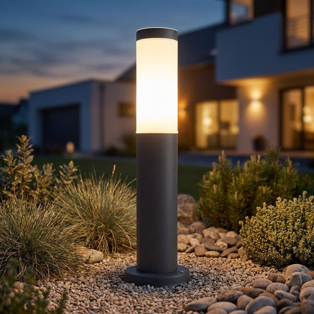 GLOBO LIGHTING Sockelleuchten, Leuchtmittel nicht inklusive, Außen Sockel Steh Lampe anthrazit Garten Weg Beleuchtung Terrassen