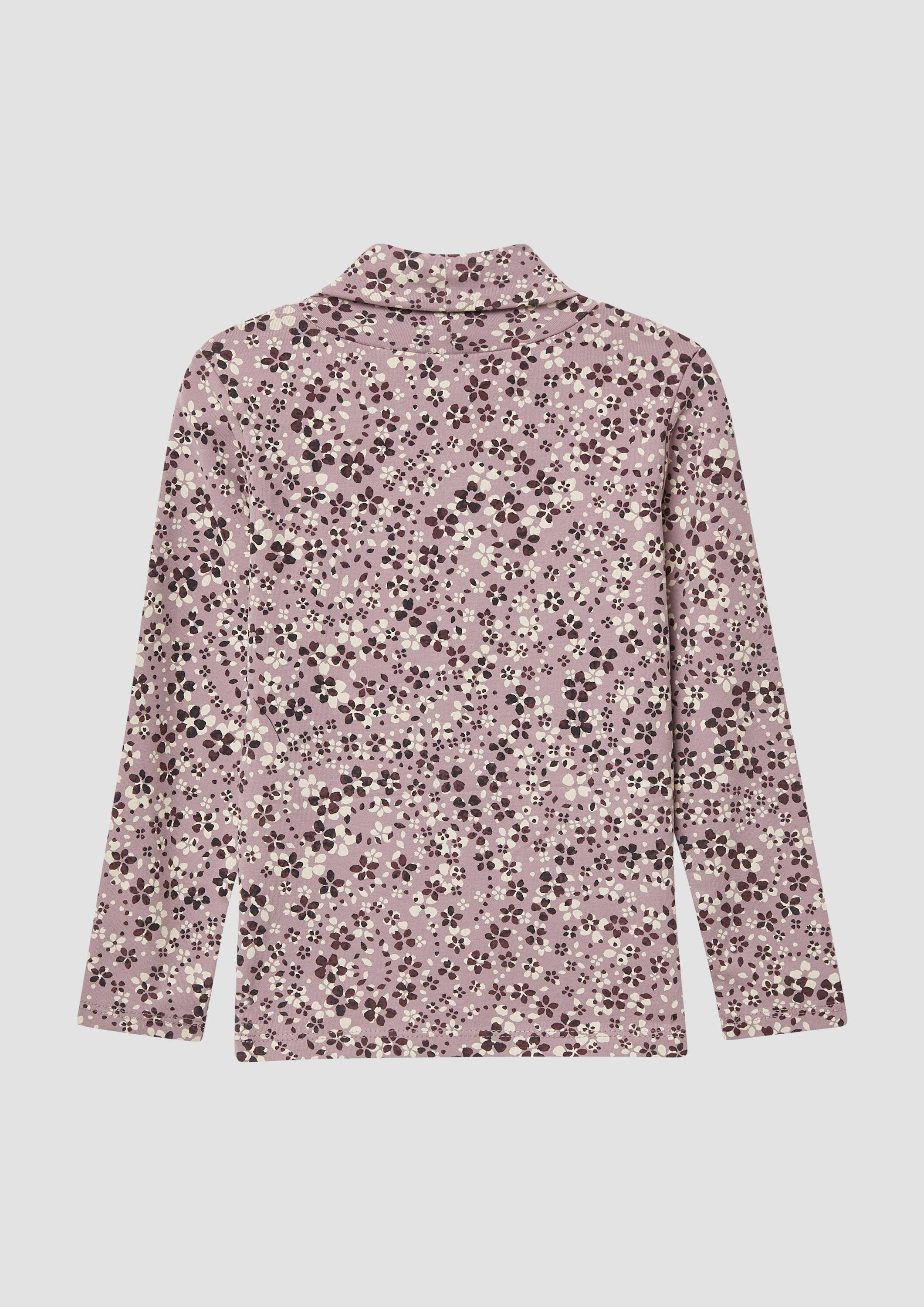 s.Oliver Langarmshirt T-Shirt Longsleeve im Slim Fit mit All-over-Print und Rollkragen