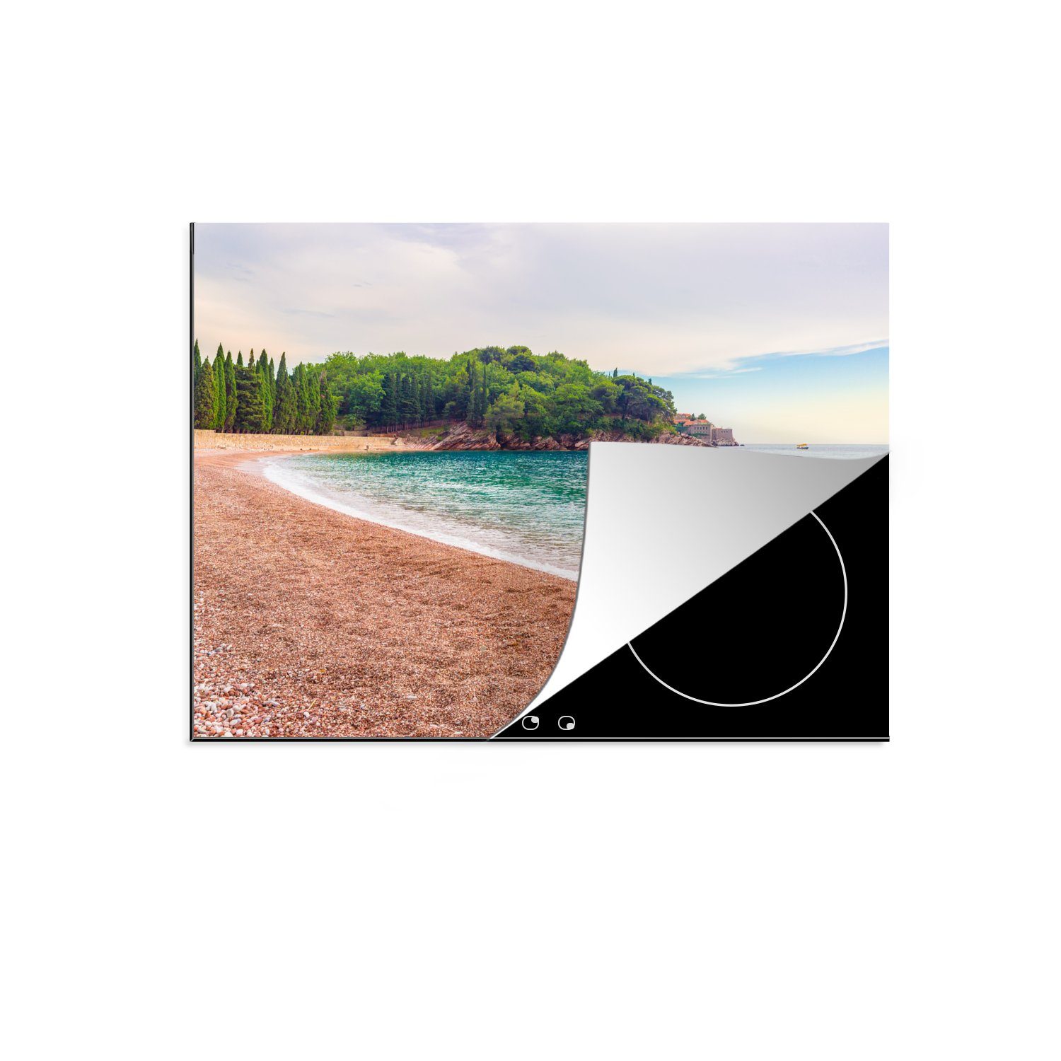 MuchoWow Herdblende-/Abdeckplatte Eine Sanddüne an einem Strand in Serbien und Montenegro, Vinyl, (1 tlg), 60x52 cm, Mobile Arbeitsfläche nutzbar, Ceranfeldabdeckung