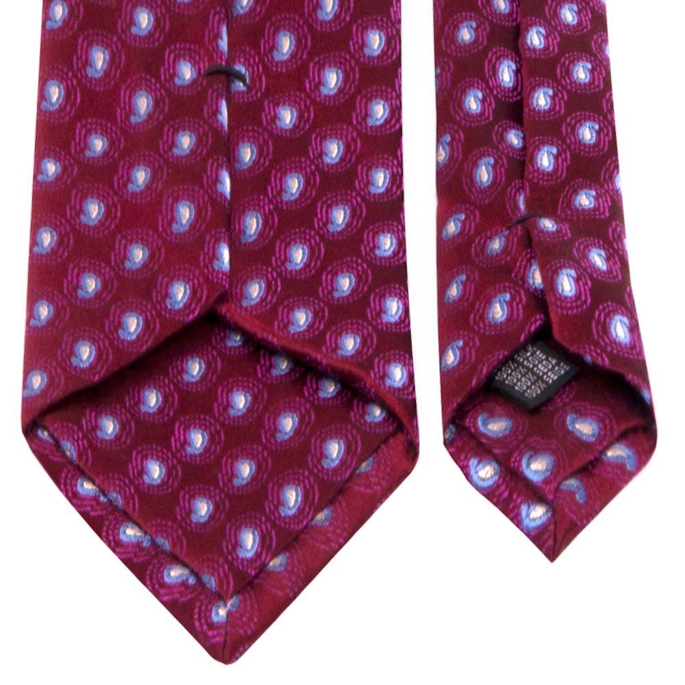 BGENTS Krawatte Seiden-Jacquard Krawatte in burgund mit Paisley-Muster in Hellblau Breit (8cm)
