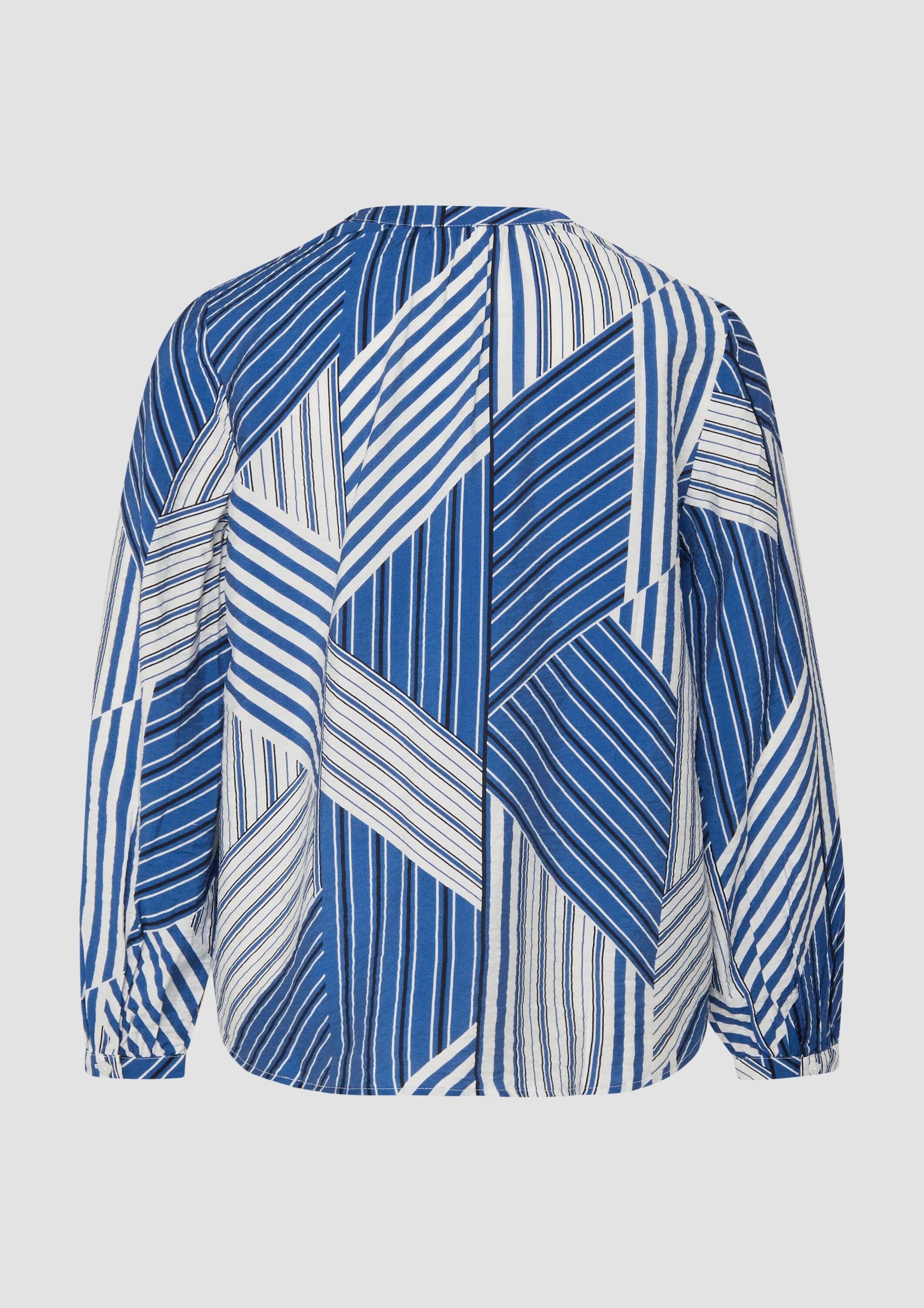 s.Oliver Langarmbluse Bluse Viskosebluse mit Raffung und All-over-Print günstig online kaufen