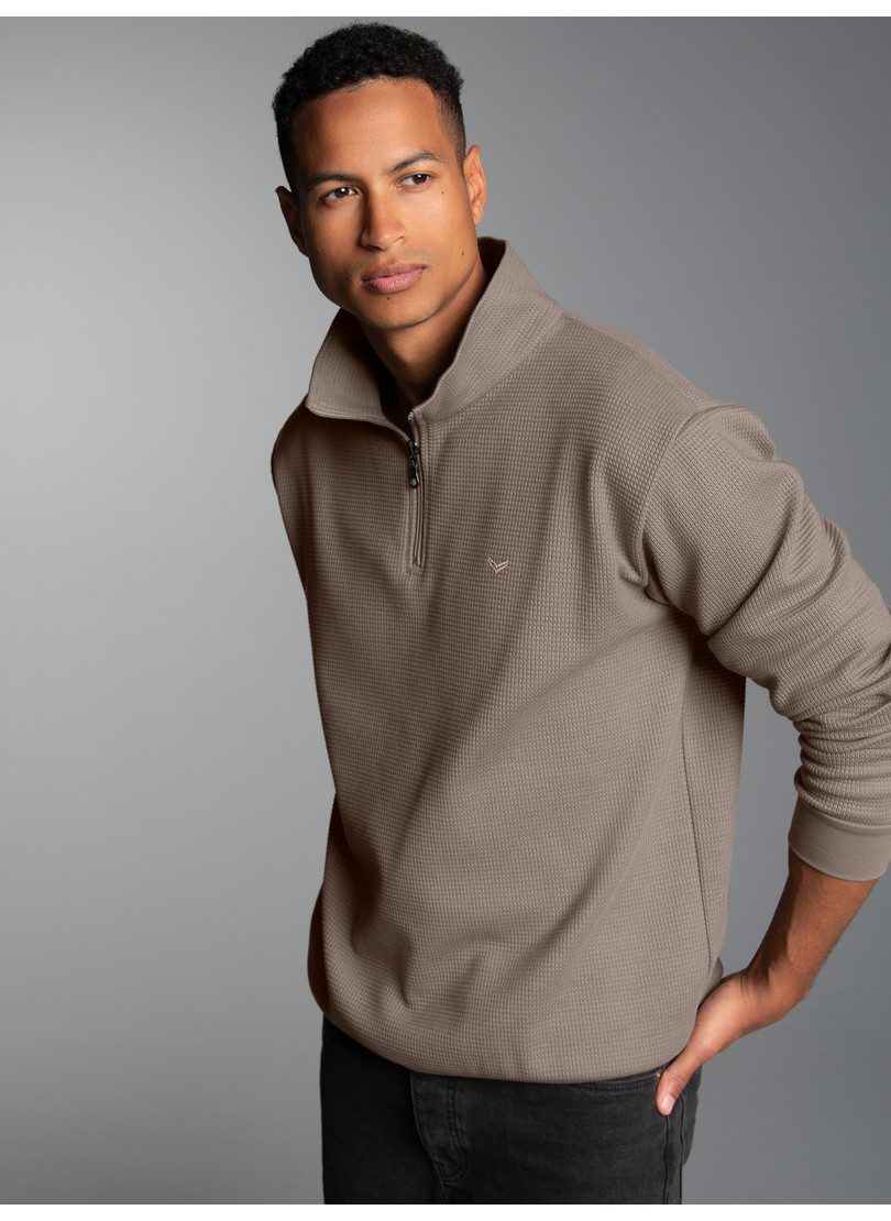 Trigema Sweatshirt TRIGEMA Troyer in Waffeloptik