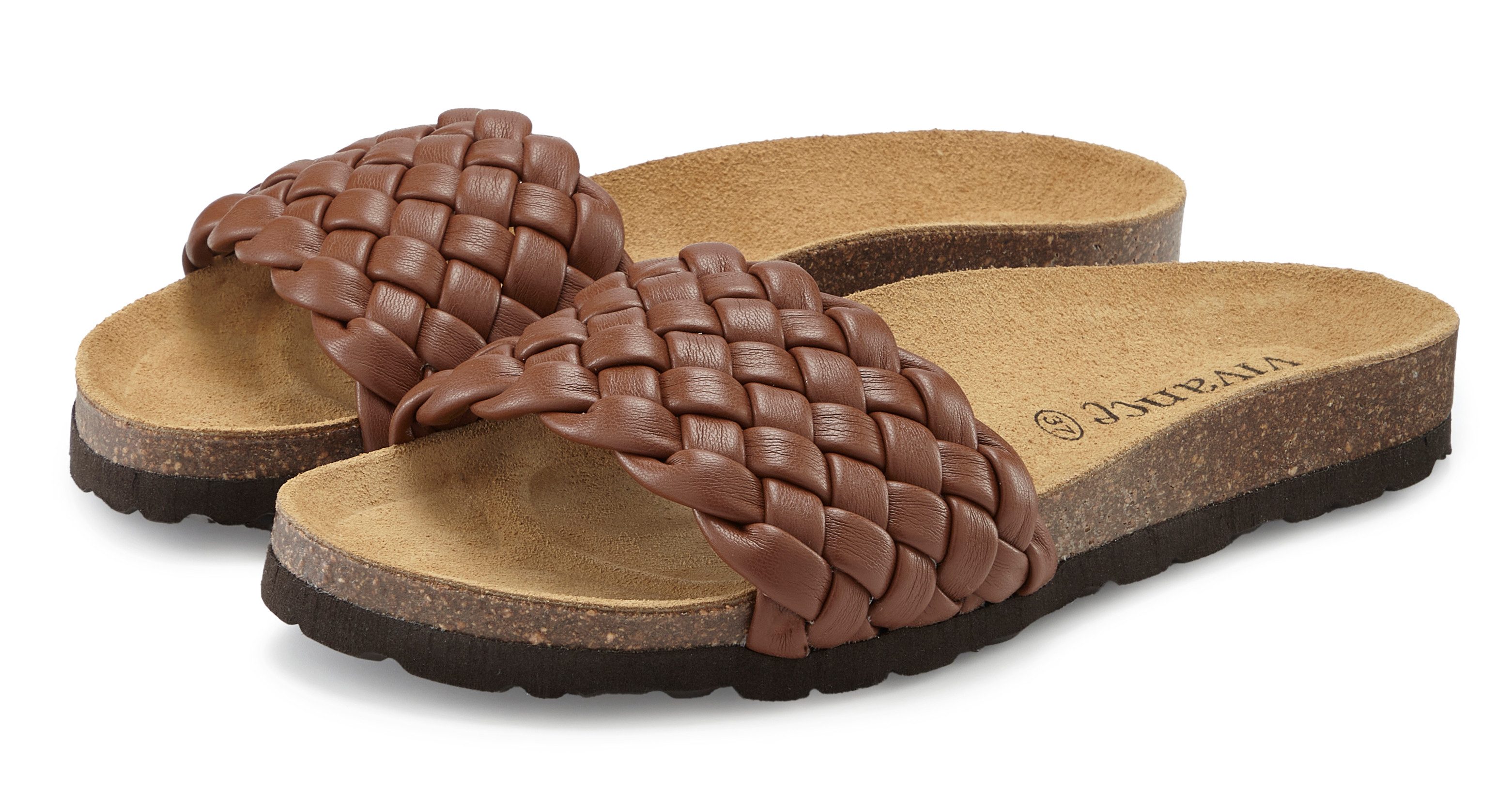Vivance by Lascana Mule, Sandale, offener Schuh, Sommerschuh, Pantolette NEU mit komfortablem Korkfußbett & weicher Innensohle aus Leder