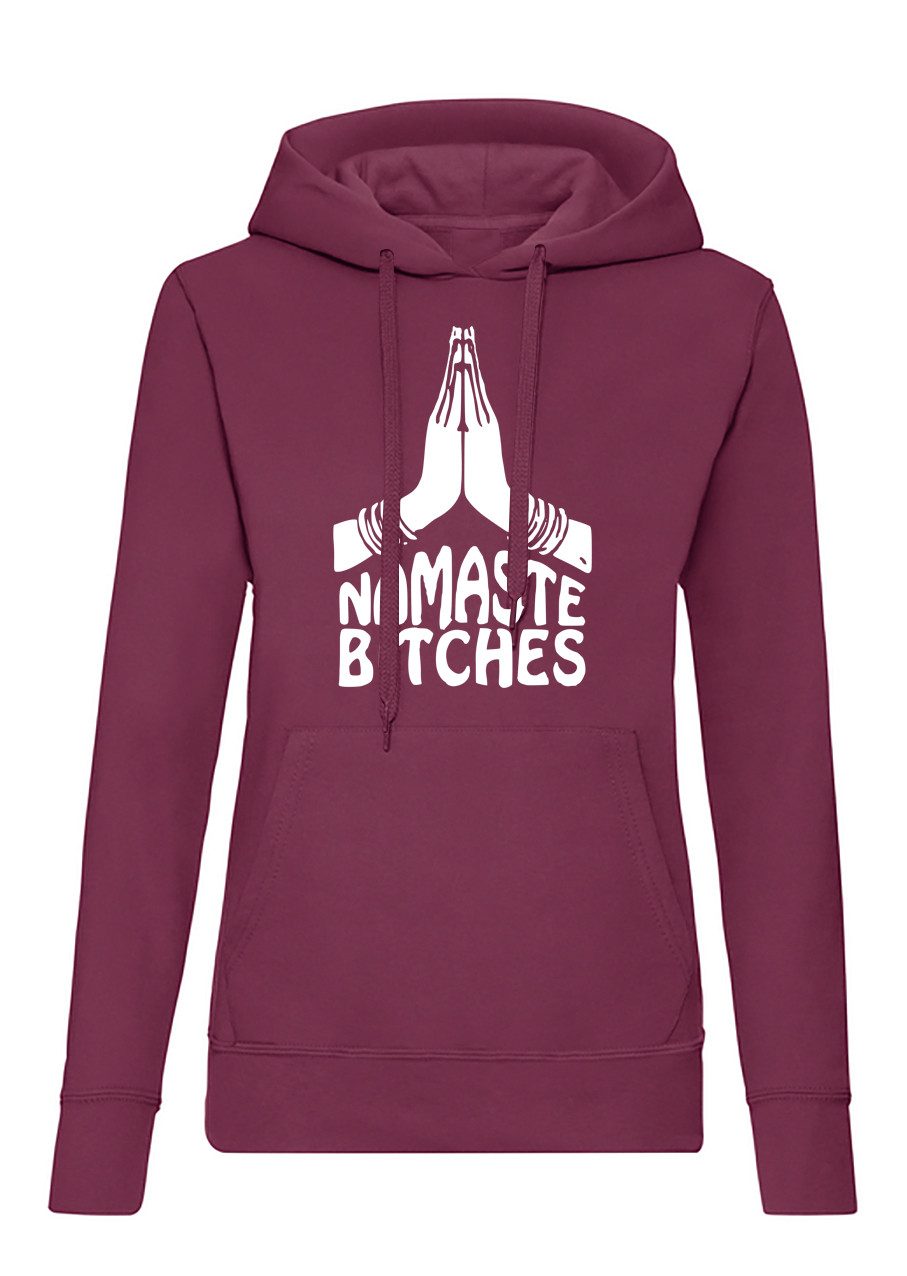 Blondie & Brownie Hoodie Namaste Bitches Hand Damen Hoodie Kapuzenhoodie Print Statement Patch (Einzelstück, Einzelartikel) Namaste Hand Statement Hoodie Damen