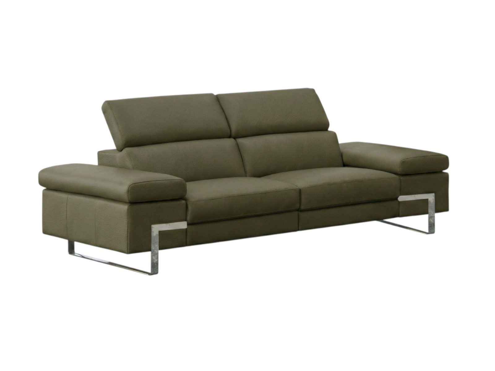 Villa Möbel Sofa Opera, 3-Sitzer 1 Teile, Echtleder-Sofa mit Kopfteilverstellung fürs Wohnzimmer