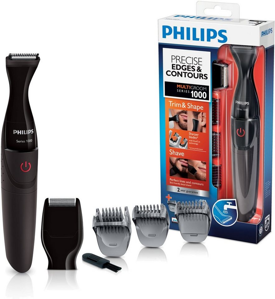 Philips Multifunktionstrimmer Series 1000 MG1100/16, abwaschbar, mit  DualCut-Präzisionstrimmer und 3 Präzisionskämme