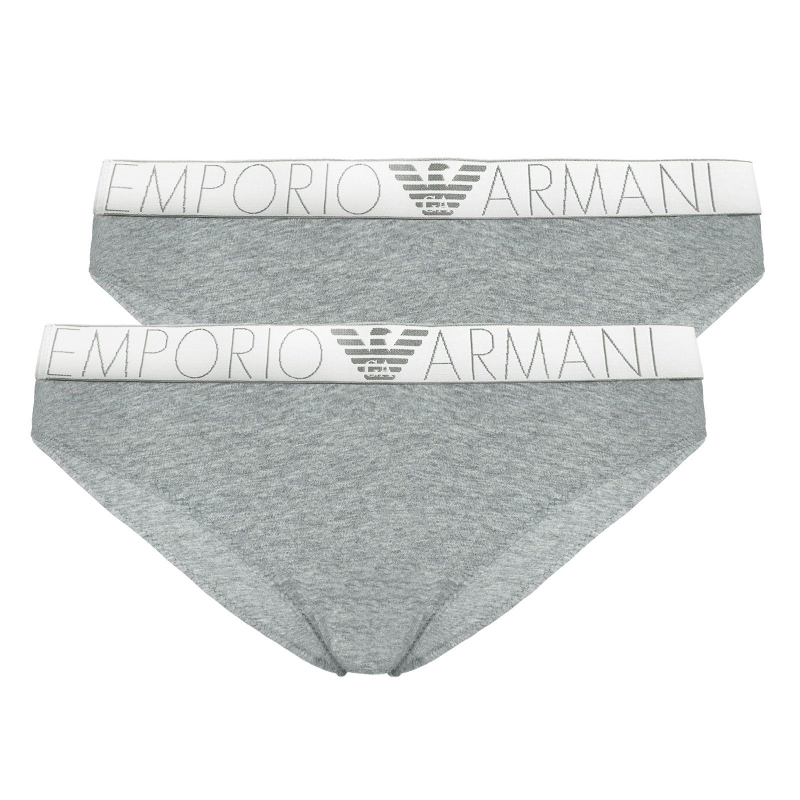 Emporio Armani Slip Briefs Logoband flacher grey (2-St) mit Nahtverarbeitung Iconic 05348 melange
