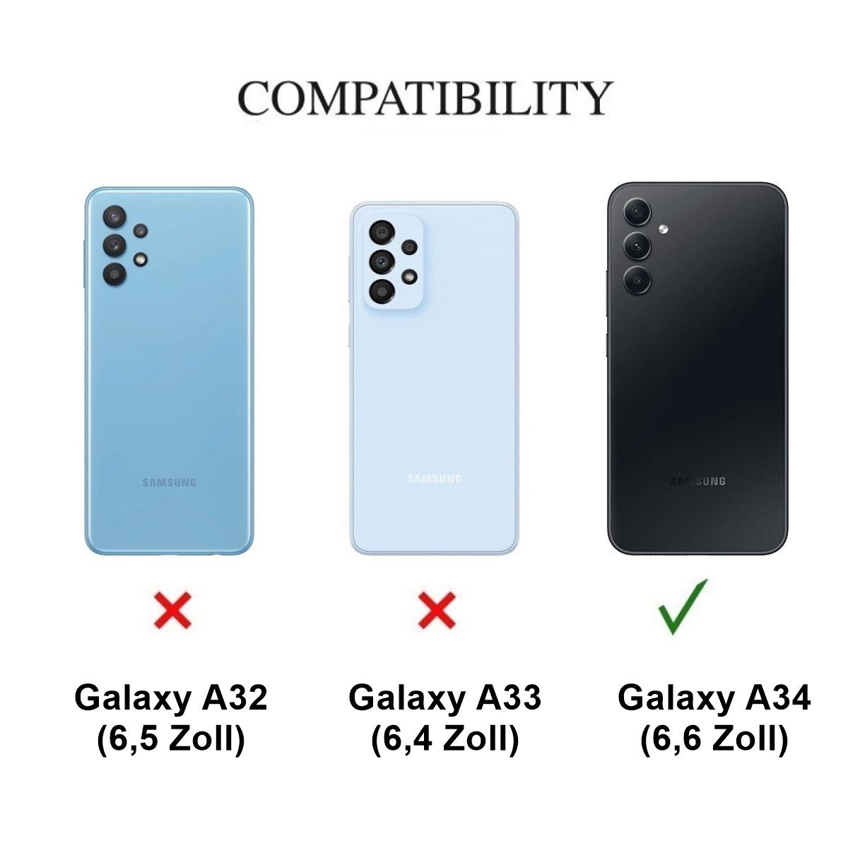 CoverKingz Handyhülle Hülle für Samsung Galaxy A34 Handykette Silikon Cover Handyhülle 16,76 cm (6,6 Zoll), Handyhülle mit Band Bumper Schutzhülle Silikonhülle transparent