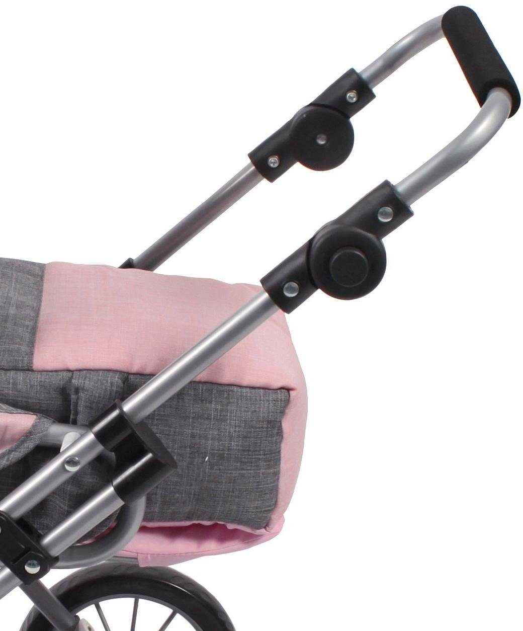 CHIC2000 Kombi-Puppenwagen Leni, Grau-Rosa, mit herausnehmbarer Tragetrasch günstig online kaufen