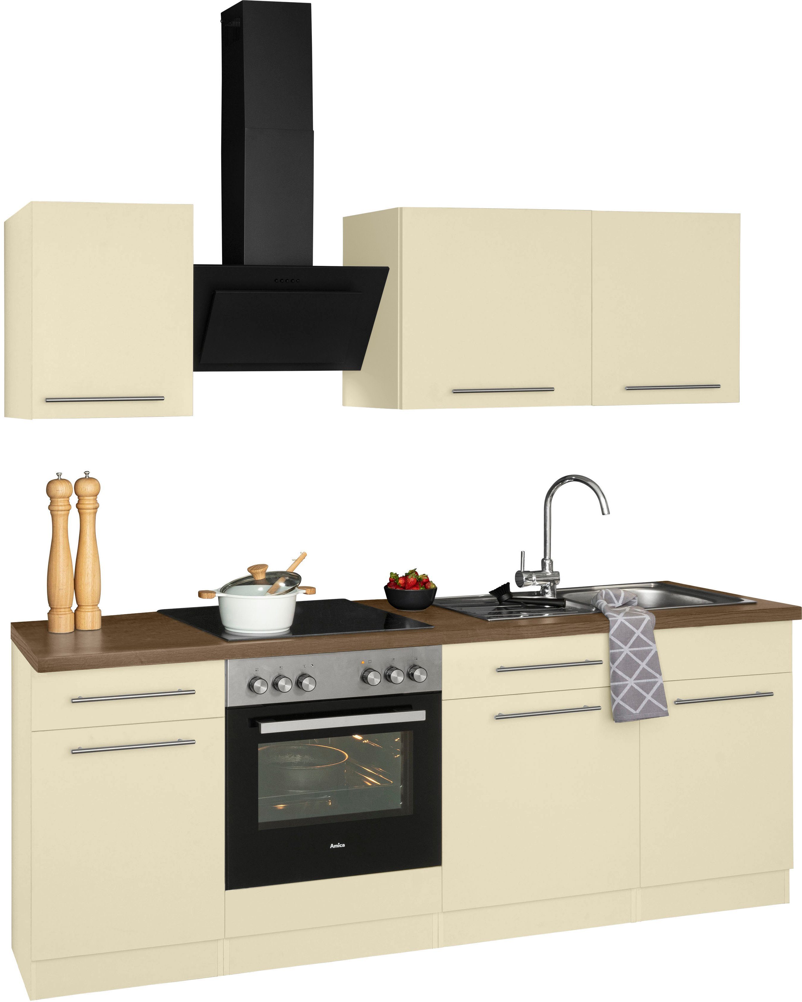 wiho Küchen Küchenzeile Unna, mit E-Geräten, Breite 220 cm