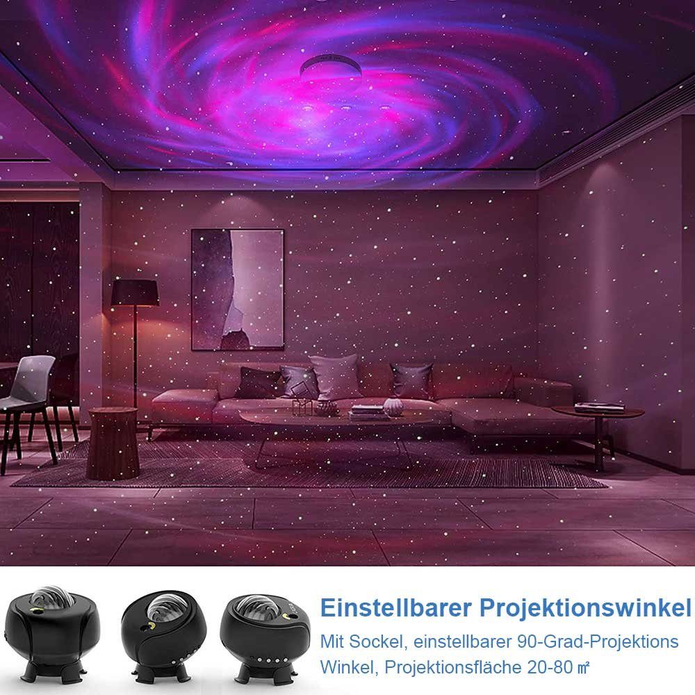 Projektor, LED Schlafzimmer, Nachtlicht Geschenk, für LED Party, Rosnek Fernbedienung/Bluetooth/Musikspieler/Timer mit Sternenhimmel Schwarz