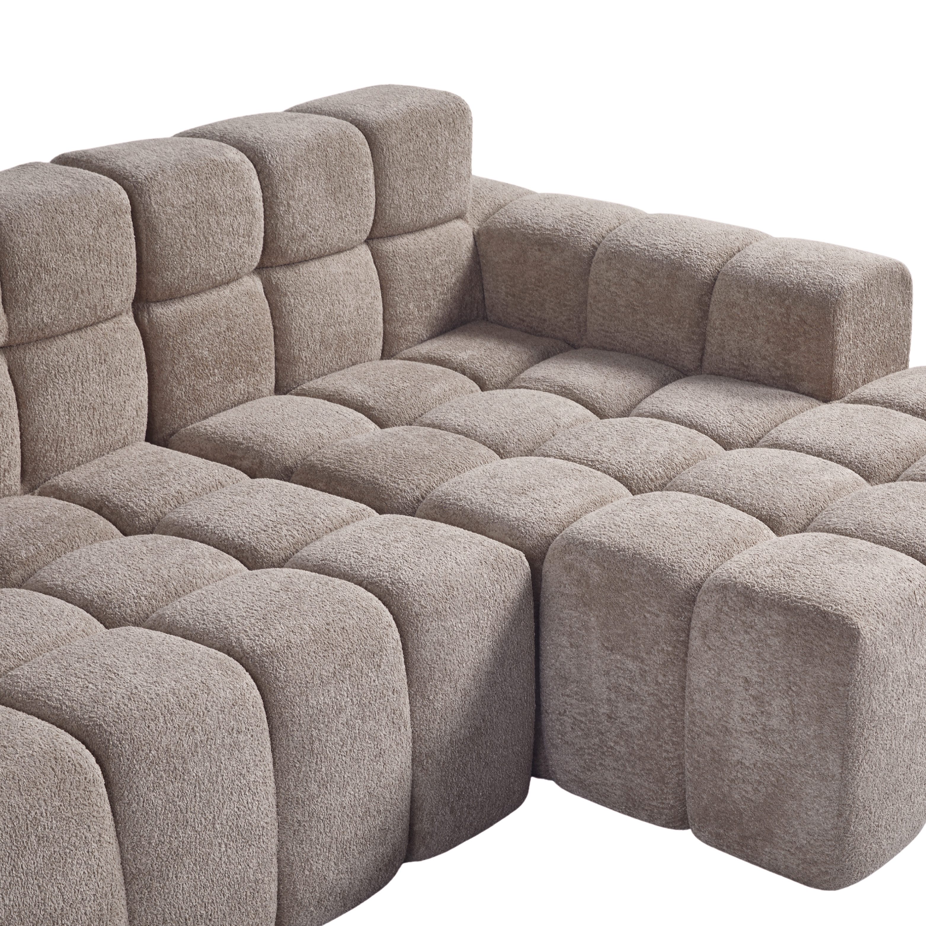 HAUSS SPOLE Schlafsofa 3-Sitzer mit L-Liegestühlen,Ecksofa Relaxsofa Klappsofa Wohnzimmer