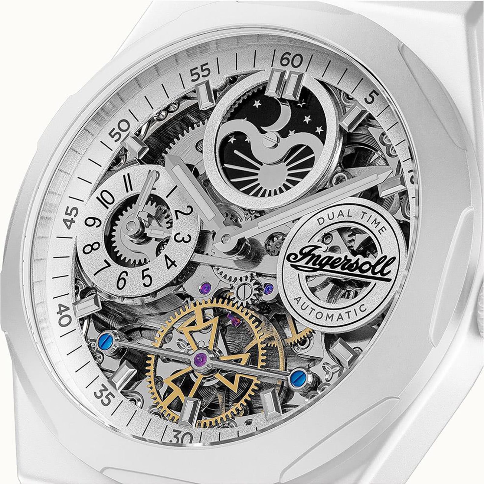 Ingersoll Quarzuhr Ingersoll Herrenuhr Ceramic weiß, (Analoguhr), Herren Armbanduhr rund, Ceramicarmband weiß, Elegant