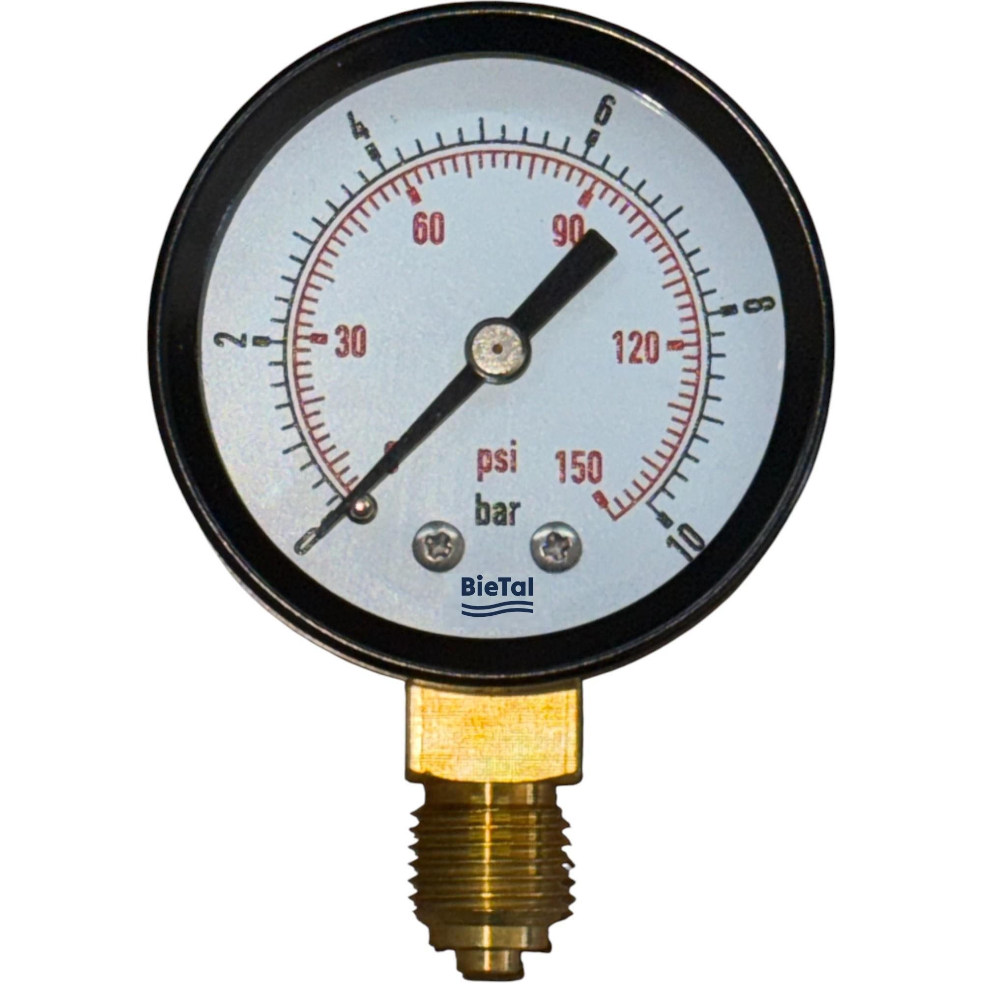 BieTal Druckminderer BieTal® Arbeitsmanometer Manometer 50mm 1/4 Zoll AG Anzeige 0-6/10 bar, 10 mbar