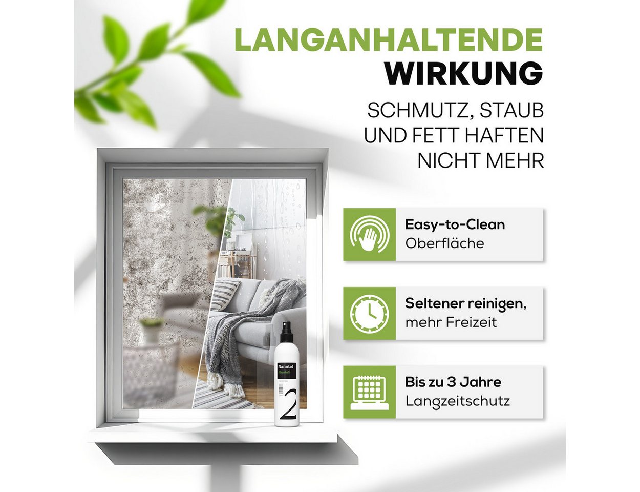 Thumbnail - Nanotol Glasversiegelung für Fenster - länger sauber & einfacher zu reinigen - Glasreiniger (Komplett Set, [- für 40m², ...