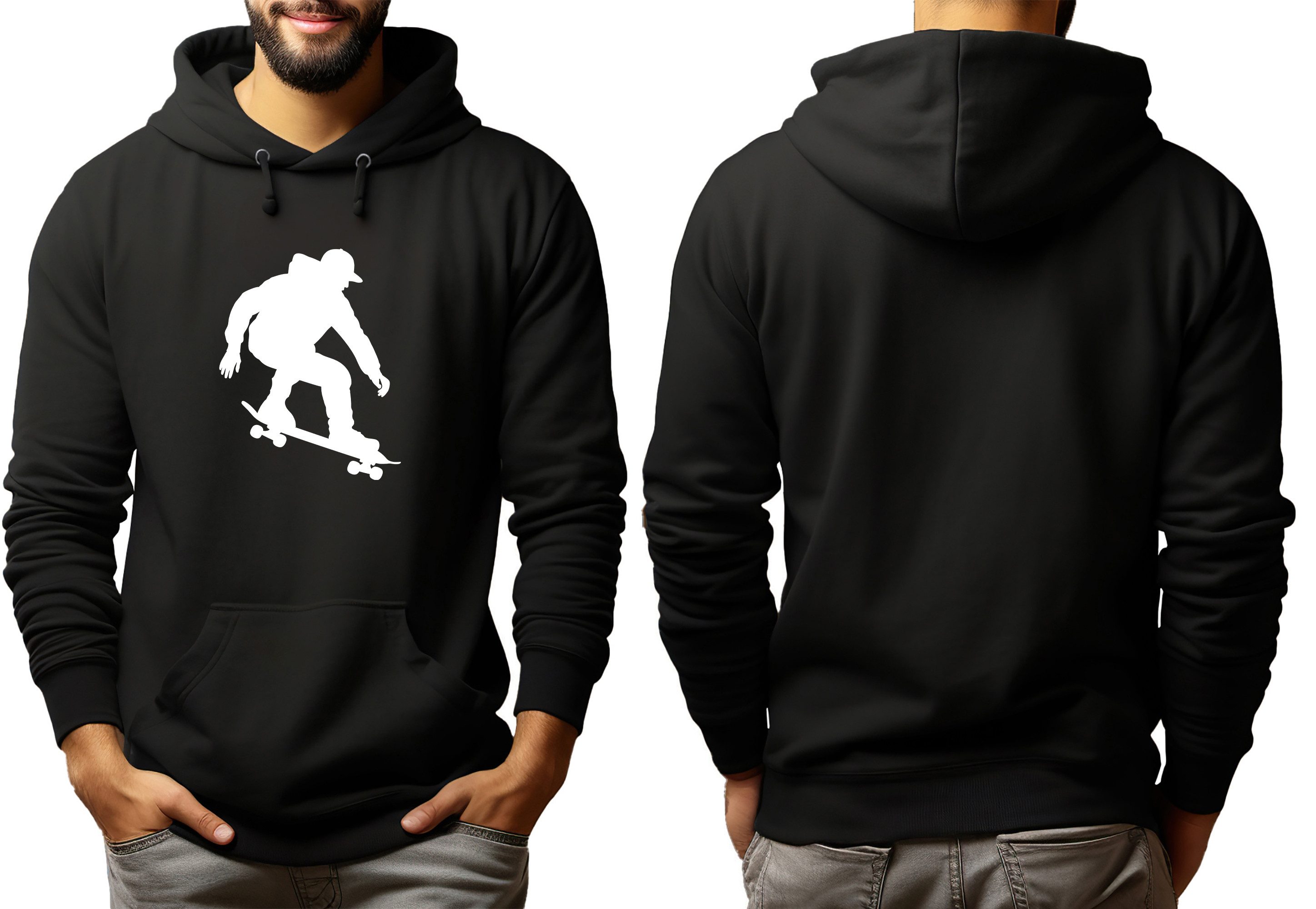 MyDesign24 Hoodie Skater Kapuzen Pulli - springender Skateboarder Silhouette Herren und Damen Kapuzensweater - Skater Hoodie i717