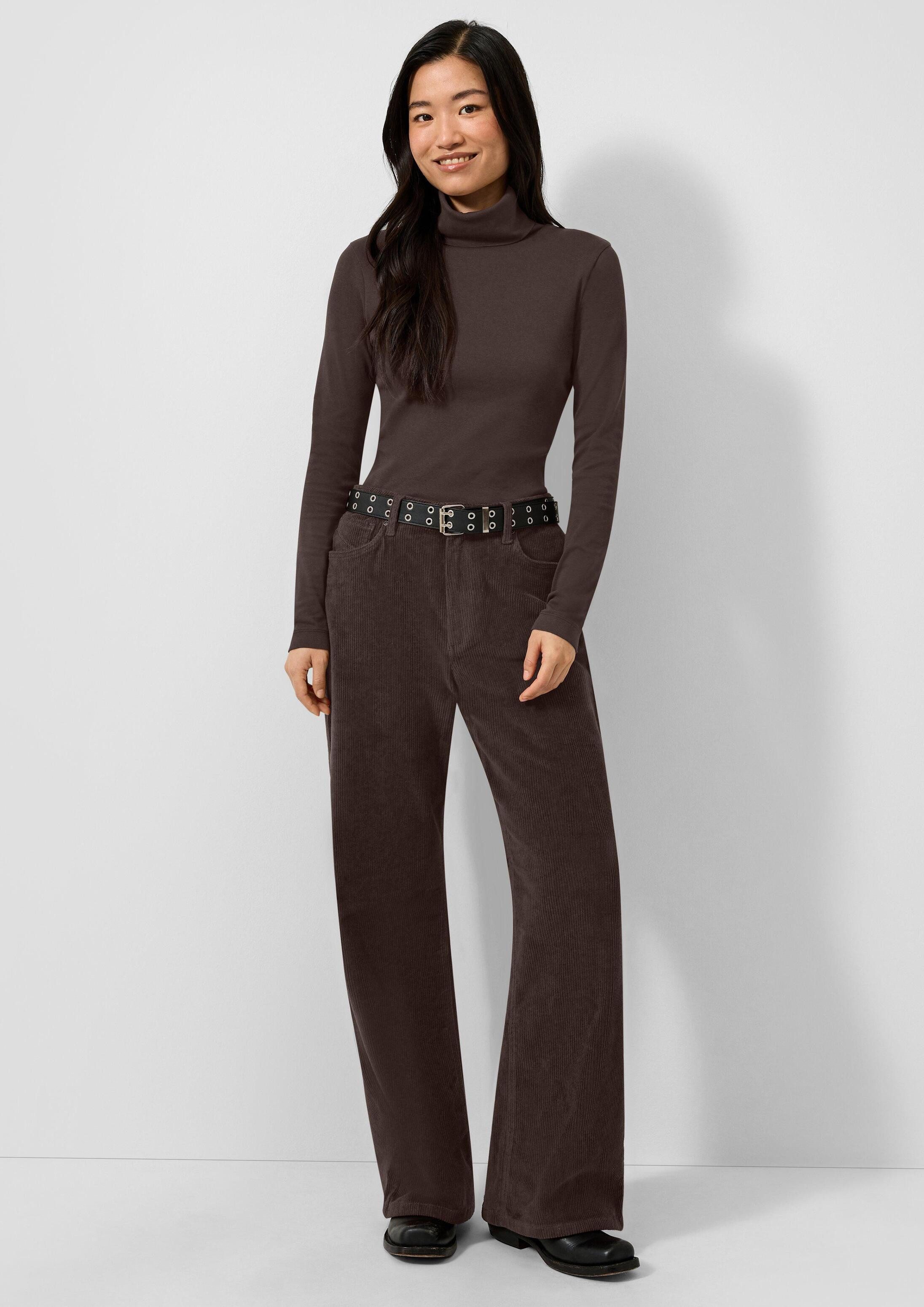 QS Chinos Hose Cordhose mit Wide Leg