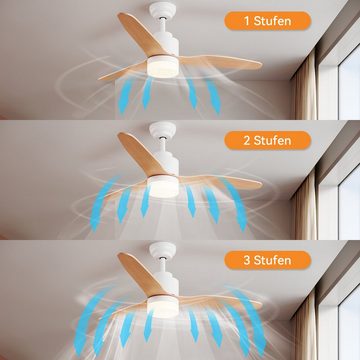 SONNI Deckenventilator Deckenventilator, mit Licht und Fernbedienung, Weiß / Schwarz, Decken Lampe 3 Stufen Ø 47 Inch Ø119cm Leuchte