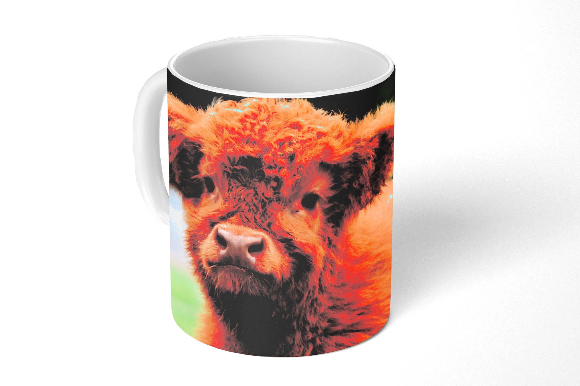 MuchoWow Tasse Scottish Highlander - Kalb - Gras, Keramik, Kaffeetassen, Teetasse, Becher, Teetasse, Geschenk | Tassen