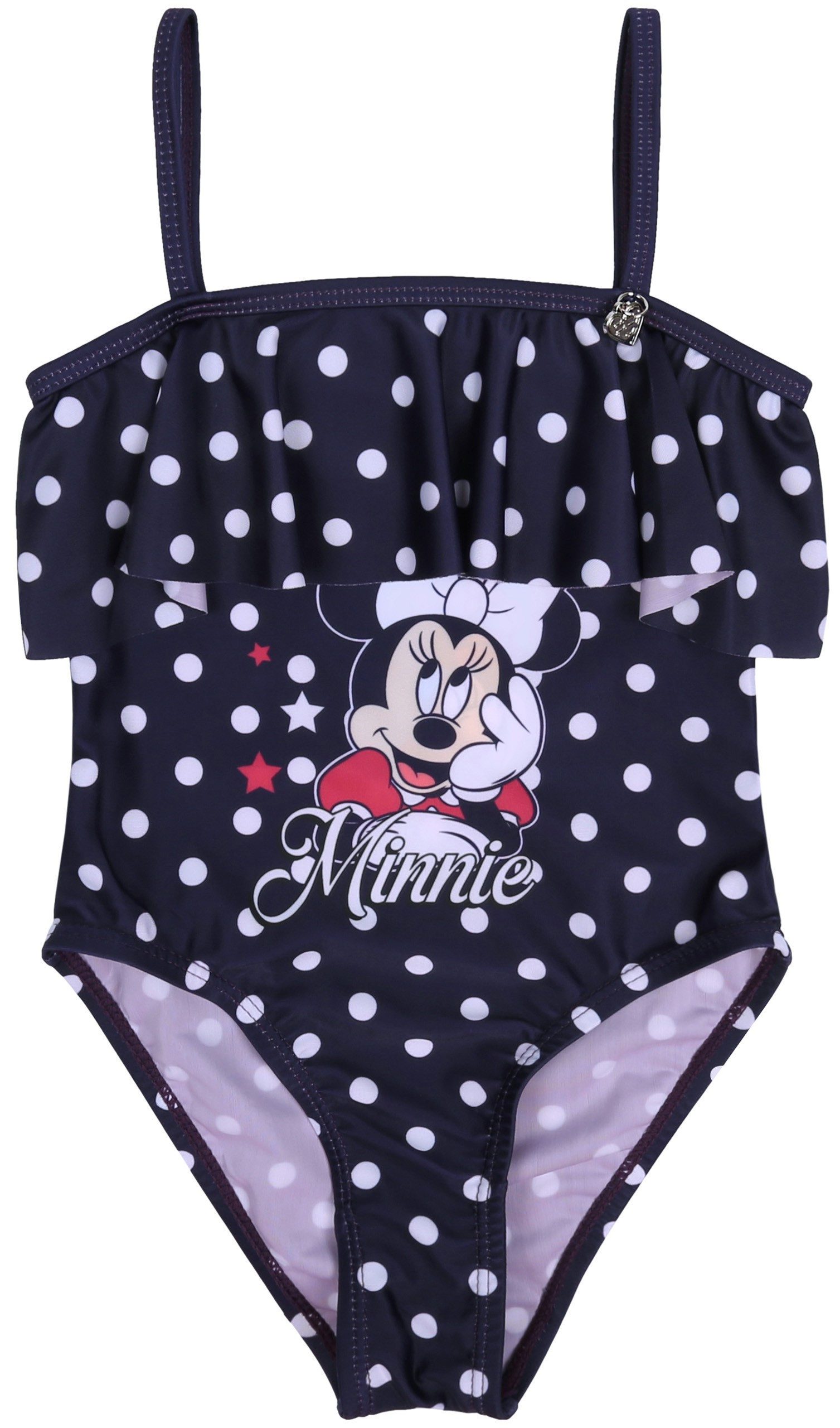 Sarcia.eu Badekleid Minnie Maus Einteiliger, dunkelblauer Badeanzug weiß getupft 4-5 Jahre