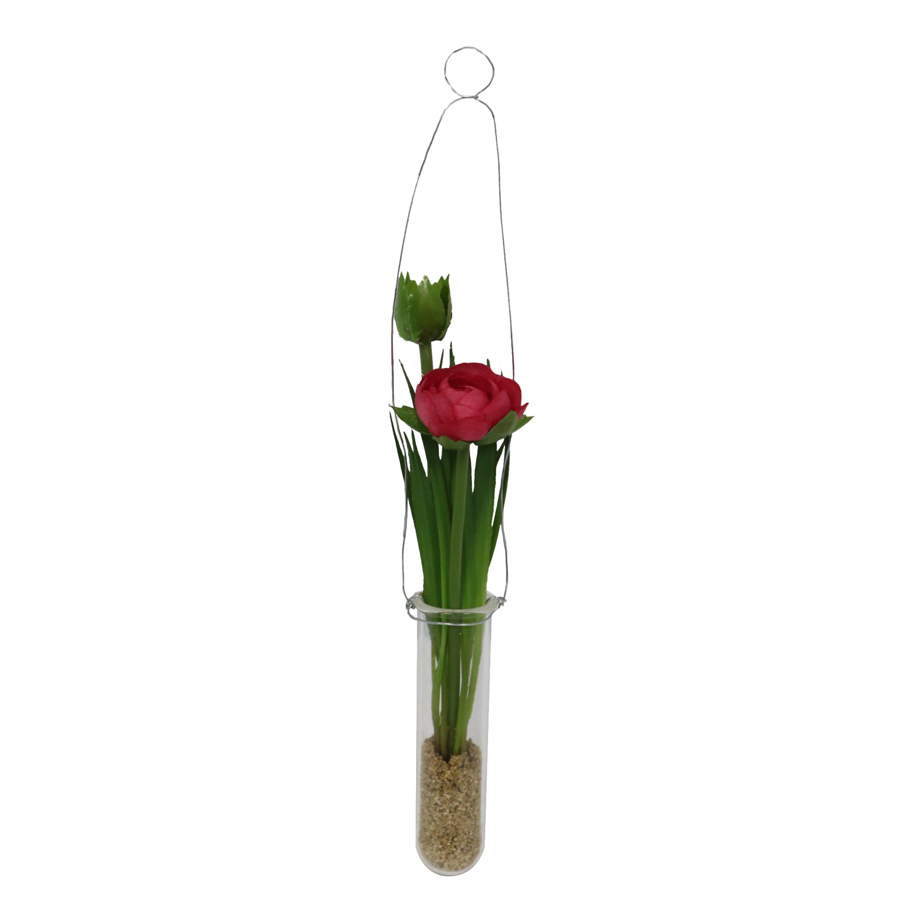 Kunstpflanze Kunstblume im Reagenzglas Ranunkel Ranunkel, Depot Rot