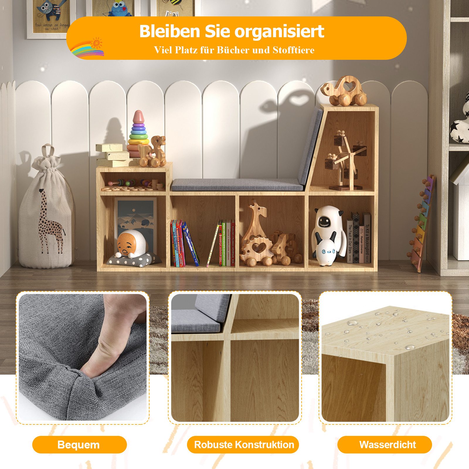 radelldar Bücherregal Kinderregal, Holz mit 2 günstig online kaufen