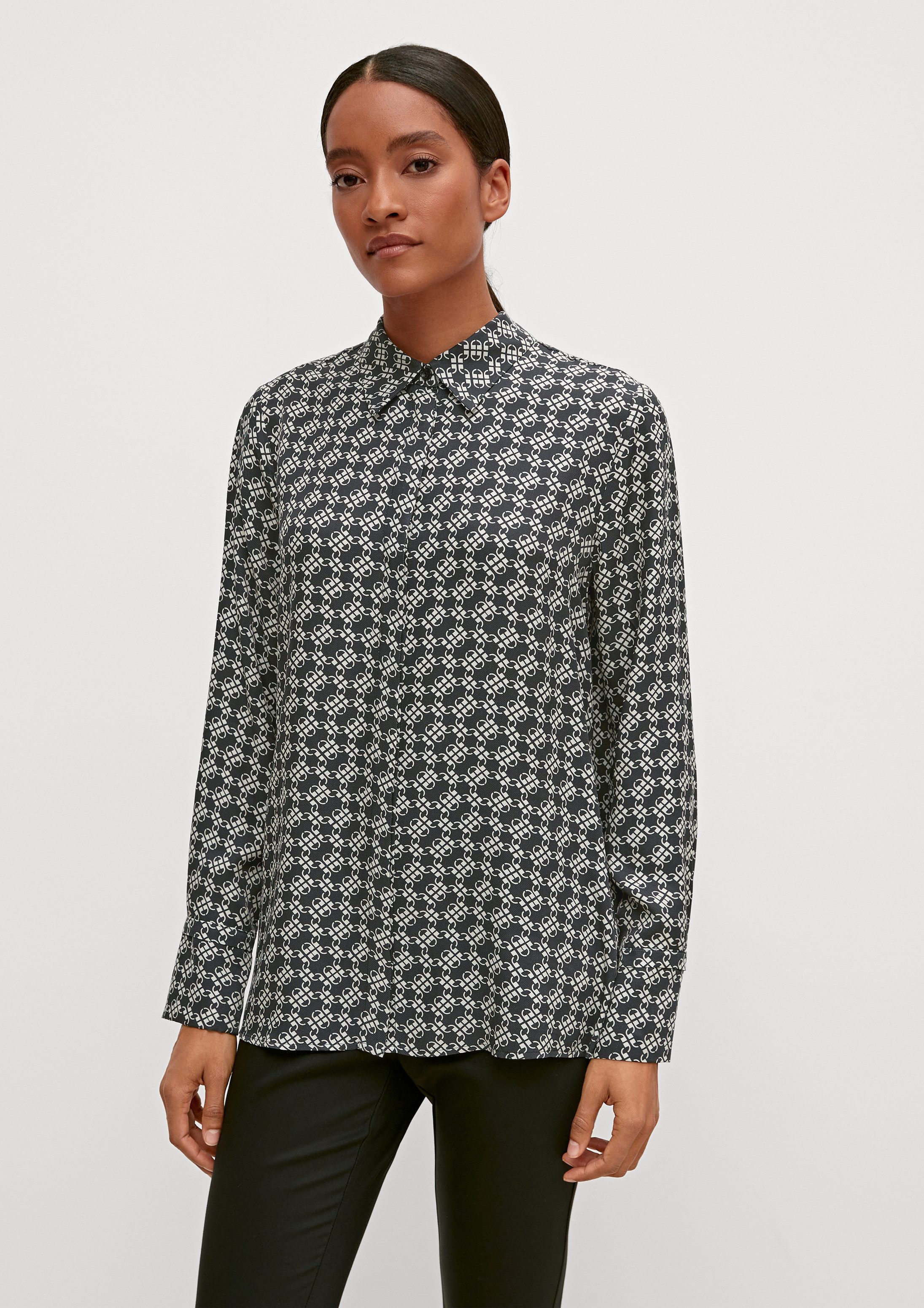 comma Langarmbluse Bluse Bluse mit Allover-Print