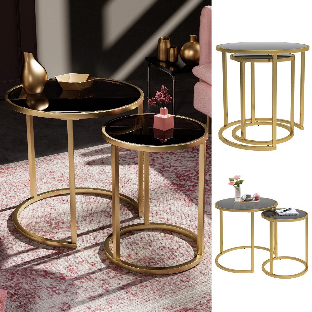 Vicco Couchtisch Sevilla, Schwarz, 50 x 45,5 cm 2er Set günstig online kaufen