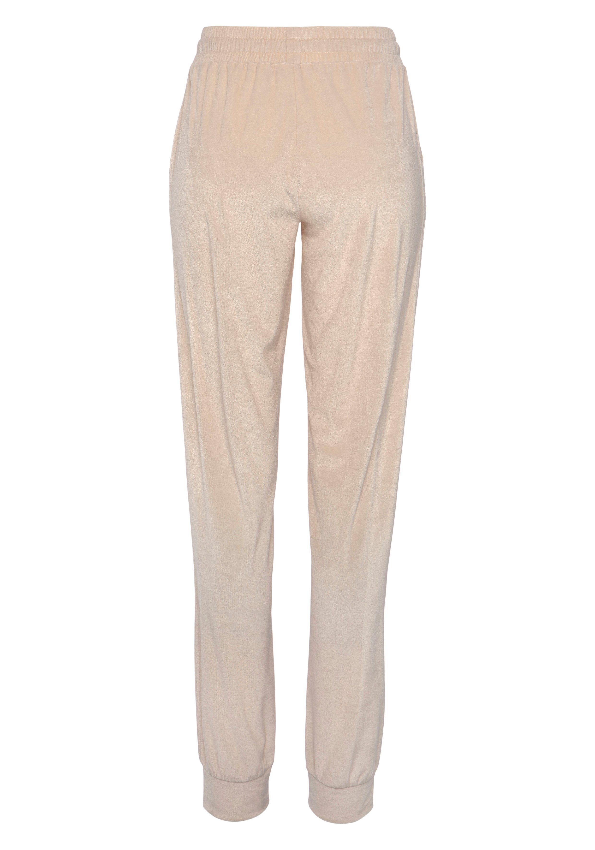 mit Nickihose -Loungehose Vivance creme Glitzerdruck