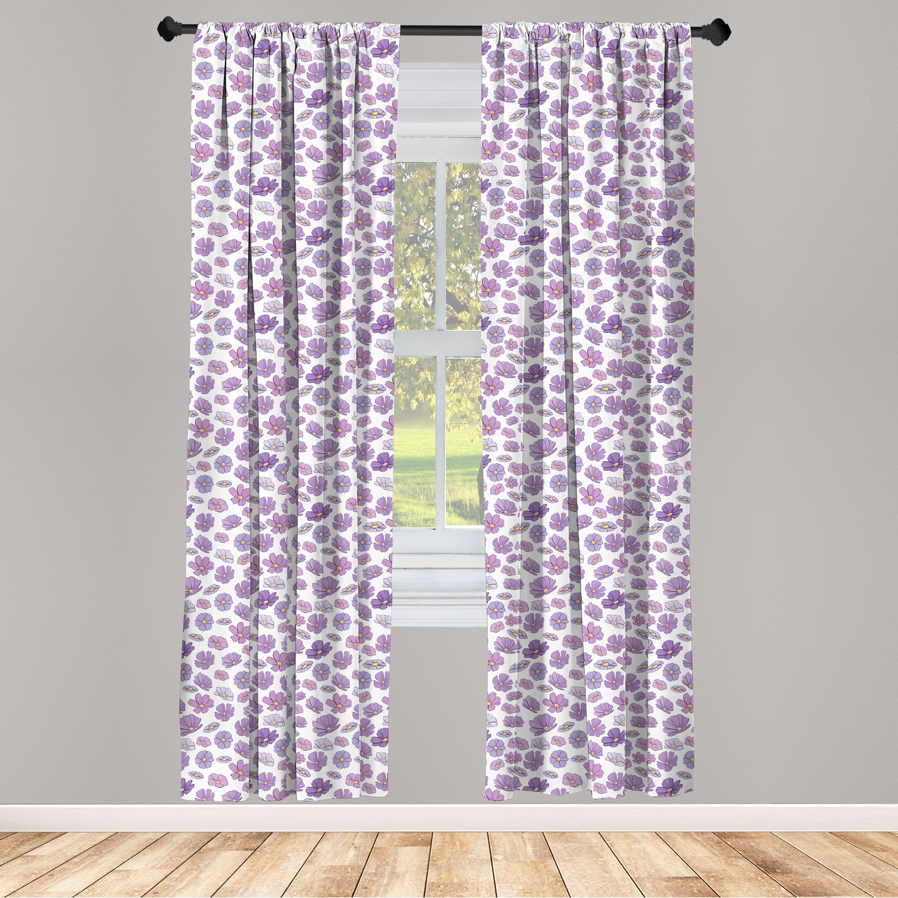 Gardine Vorhang für Wohnzimmer Schlafzimmer Dekor, Abakuhaus, Microfaser, Blumen cartoonish Petals