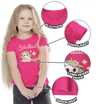 Shirtracer T-Shirt Schulkind Einhorn mit Schultüte Einschulung Mädchen