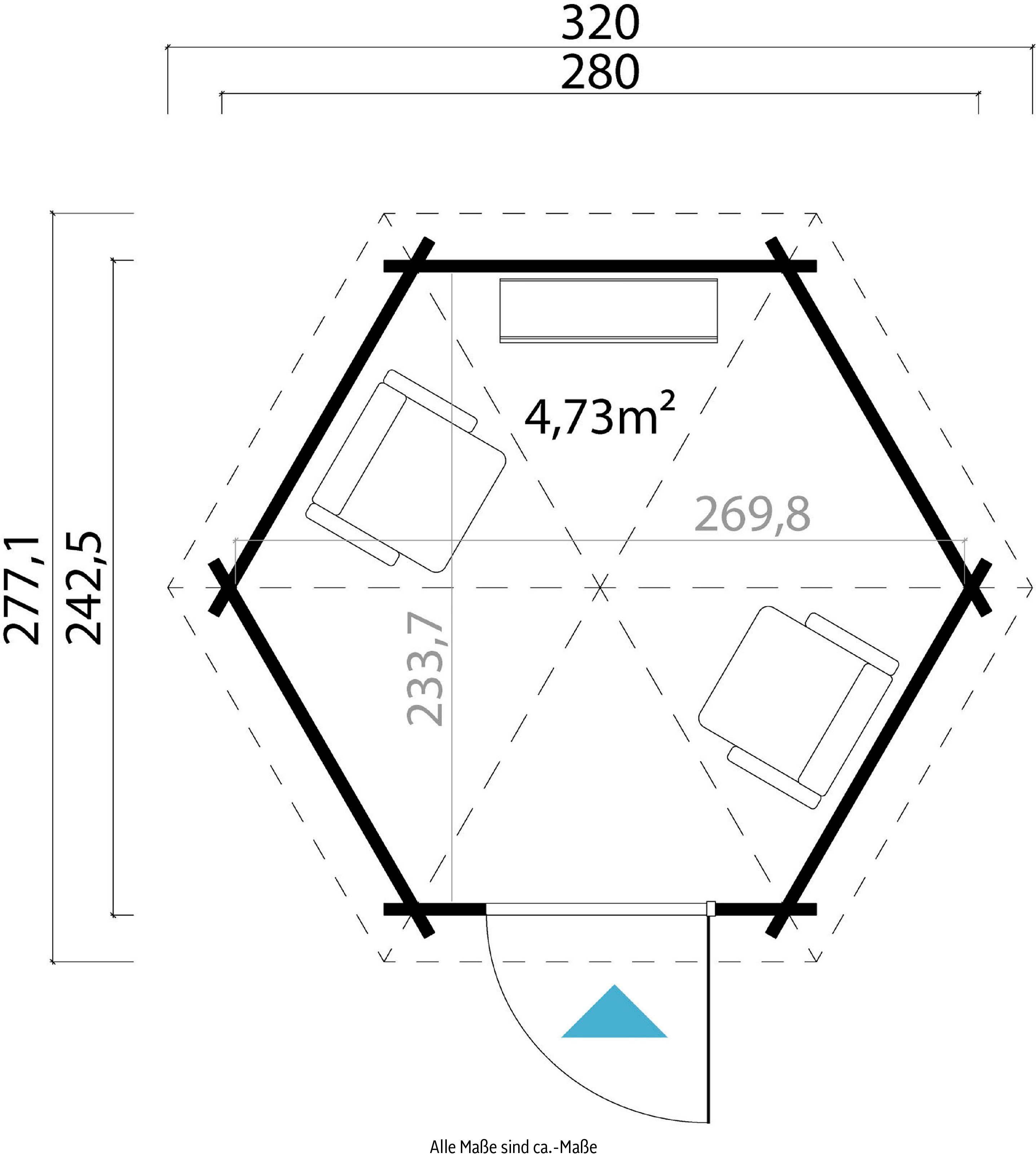 cm, verlegen), mit Pavillon Fichtenholz Inklusive 320x277,1 LASITA zum MAJA Inverness, Seitenteilen, (Set, BxT: Fussbodenbretter carbongrau 6