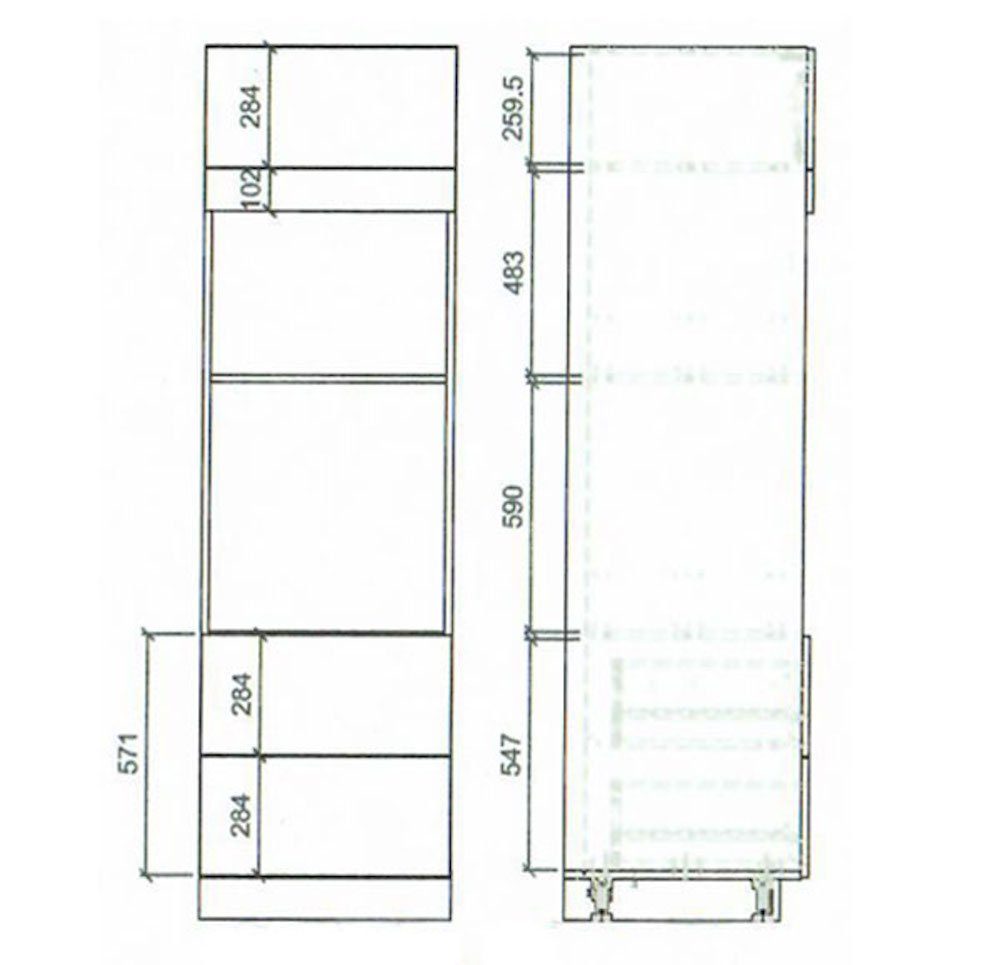 60cm champagne Korpusfarbe Front- und wählbar Hochschrank 0120 ICA® Forli Feldmann-Wohnen