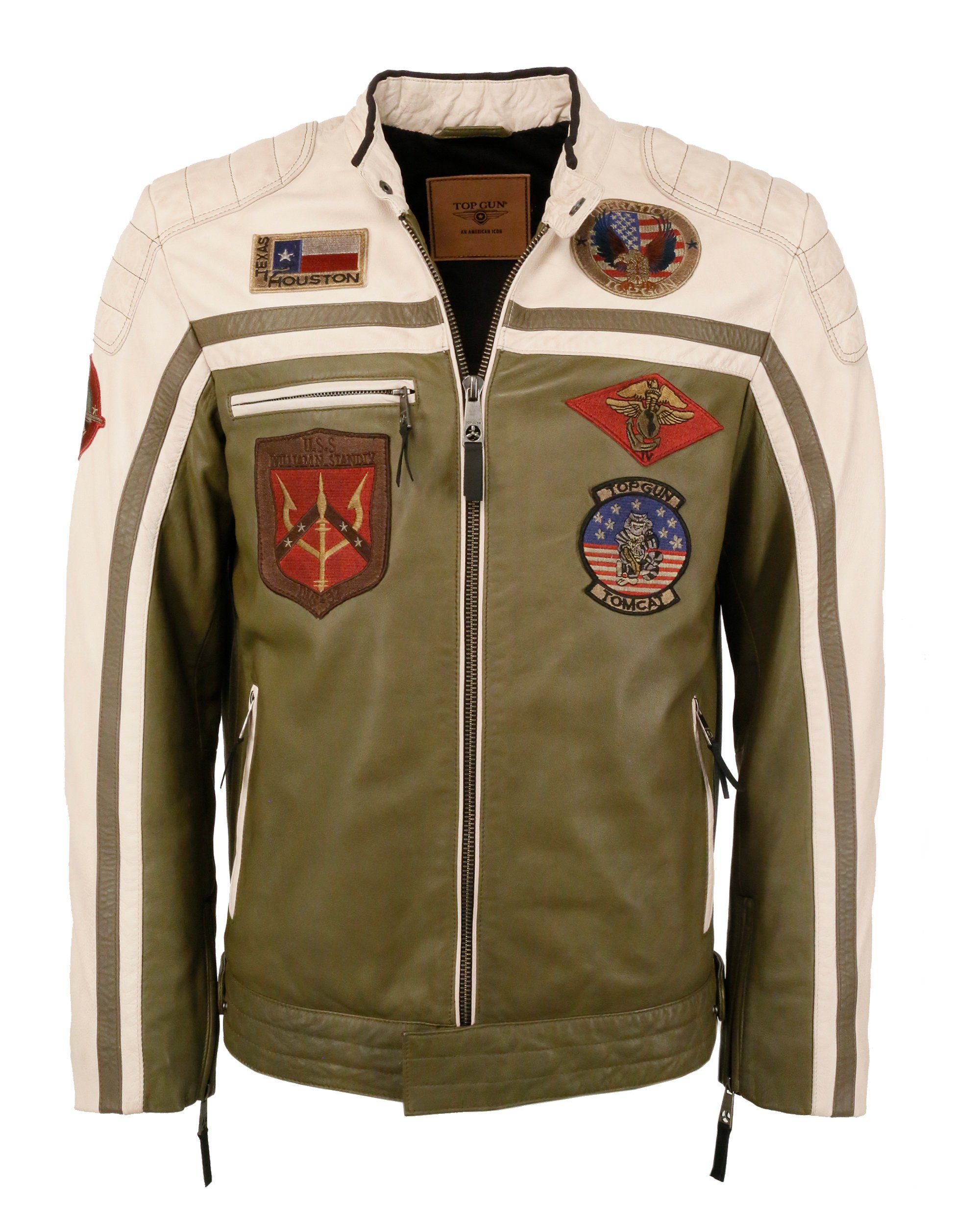 TOP GUN Lederjacke TGJ1005 olive/tan | Übergangsjacken