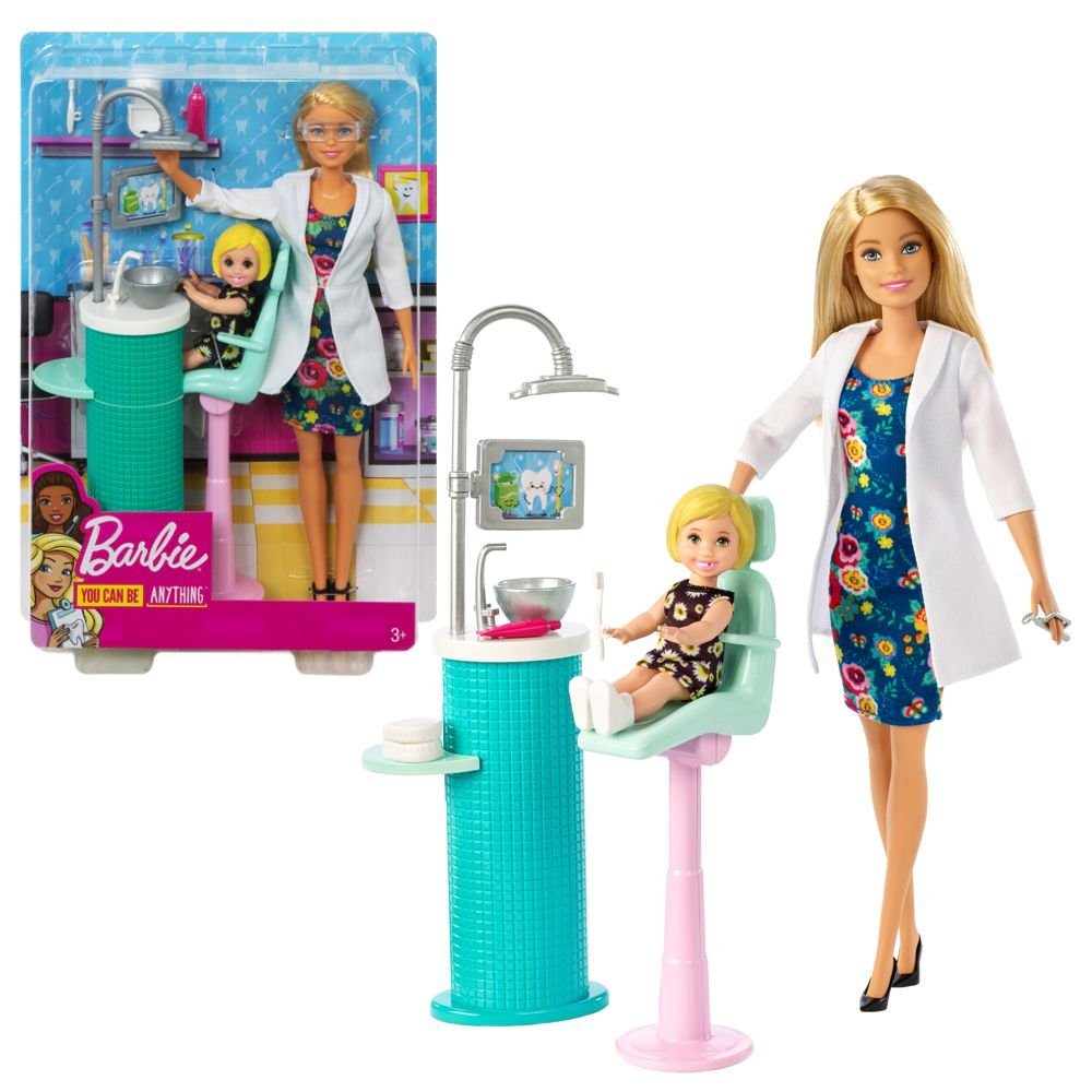 Barbie Anziehpuppe Barbie Zahnärztin Spiel-Set mit Möbel, Puppe & Accessoir günstig online kaufen