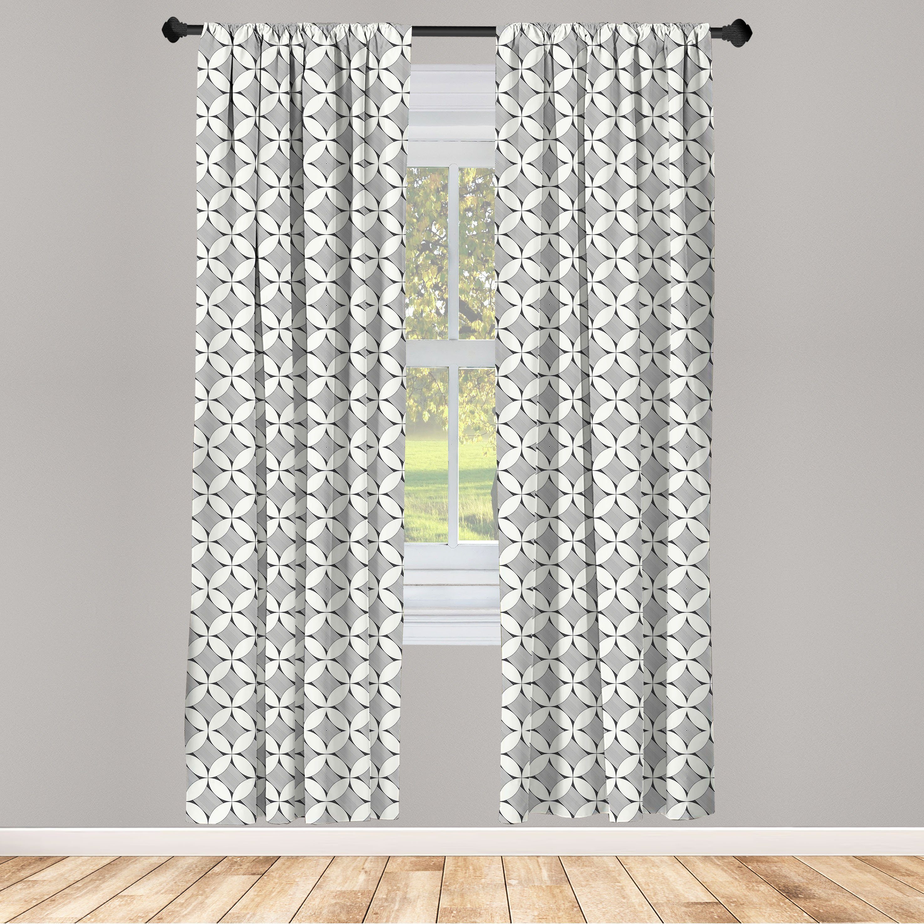 Gardine Vorhang für Wohnzimmer Schlafzimmer Dekor, Abakuhaus, Microfaser, Abstrakt Moderne Kreis-Grafik