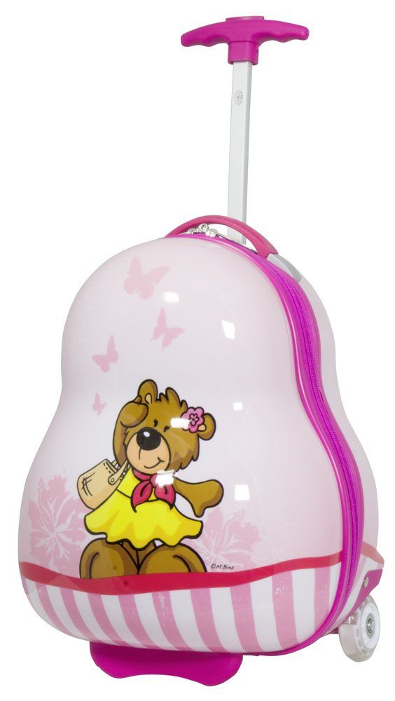Kinderkoffer Trendyshop365 für LED Mädchen, Teddybär, Kofferset Rollen, 2-teilig rosa Polycarbonat, Leuchtrollen, 2 bunt