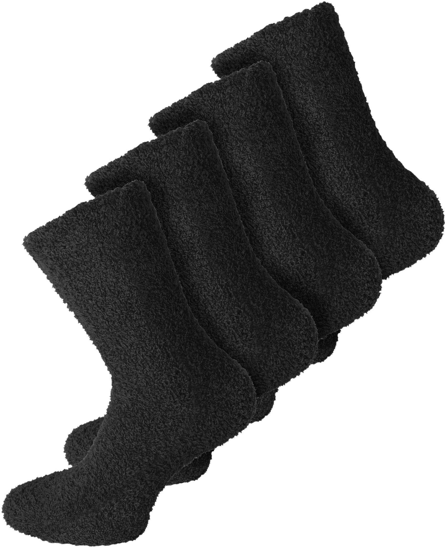 normani Kuschelsocken 4 Paar Kuschel-Socken für Damen und Herren (2 Paar) weicher Gummibund Schwarz