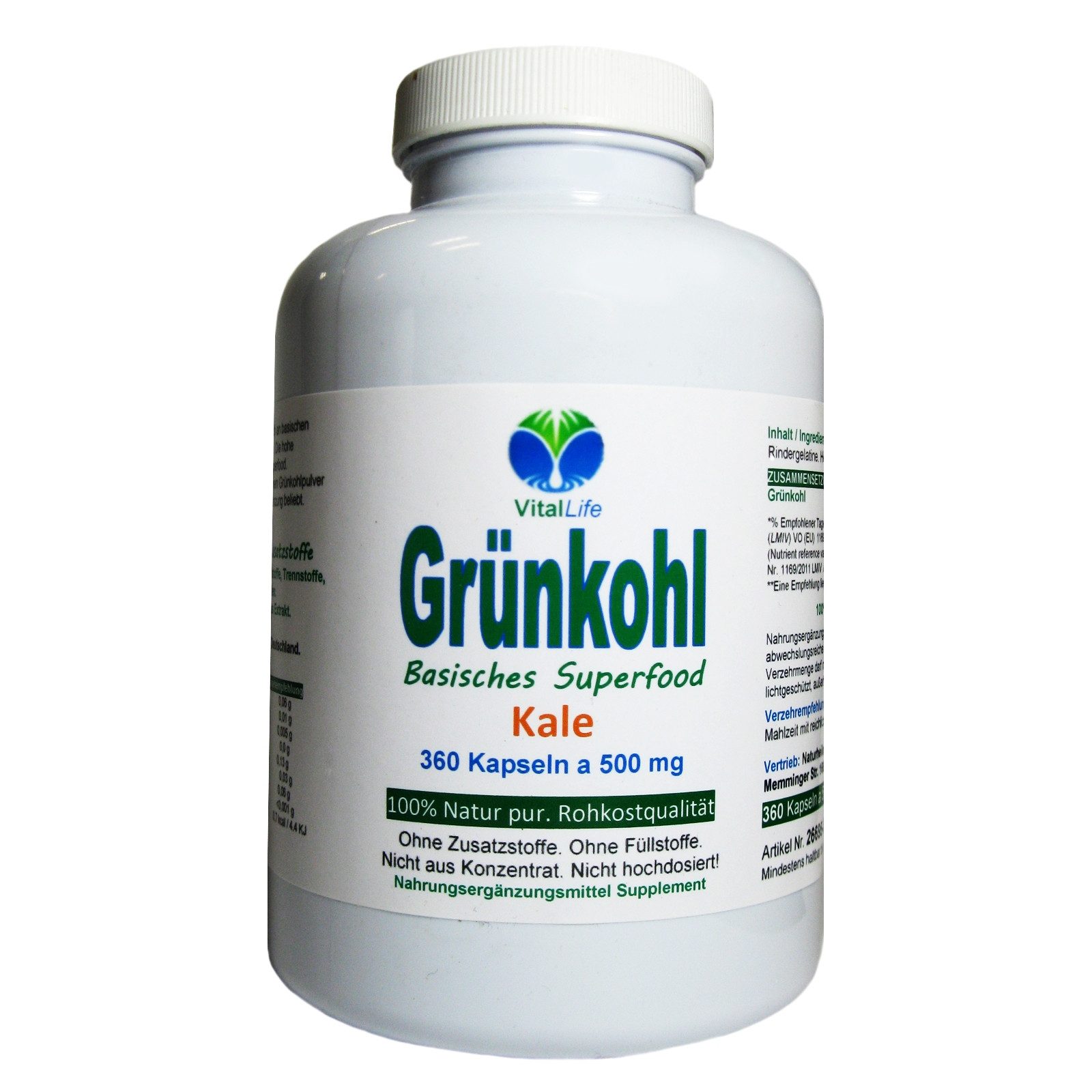 Grünkohl Kale LUTEIN & SULFORAPHAN Natur pur OHNE Zusatzstoffe Kapseln