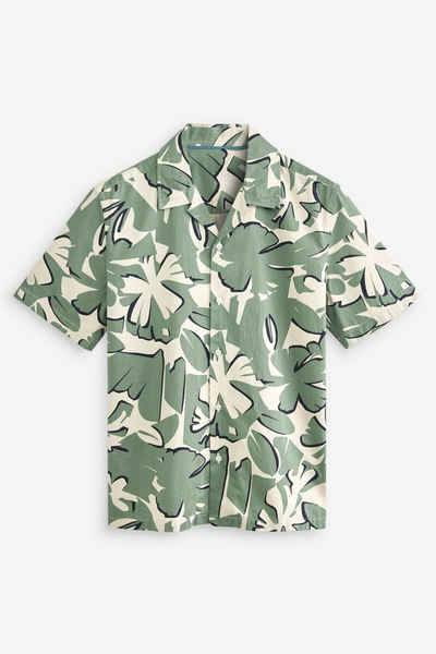 Next Kurzarmhemd Kurzärmeliges Hemd mit floralem Muster (1-tlg)