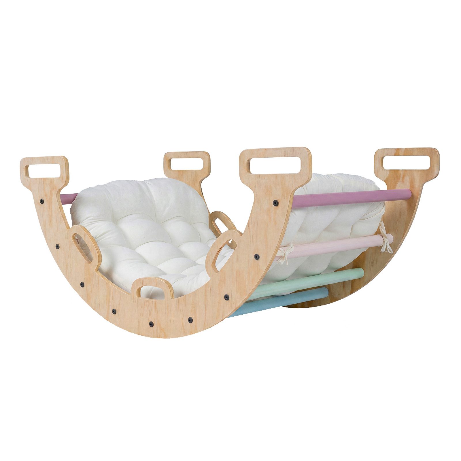 COSTWAY Klettergerüst, Kletterbogen mit weichem Kissen, Kletterdreieck zum Wippen