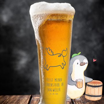 Mr. & Mrs. Panda Bierglas Einhorn Happy - Transparent - Geschenk, fröhlich, Unicorn, Einhörner, Premium Glas, Individuell graviert