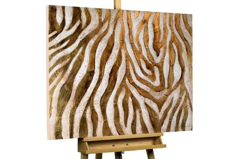 KUNSTLOFT Gemälde »Golden Zebra«, handgemaltes Bild auf Leinwand
