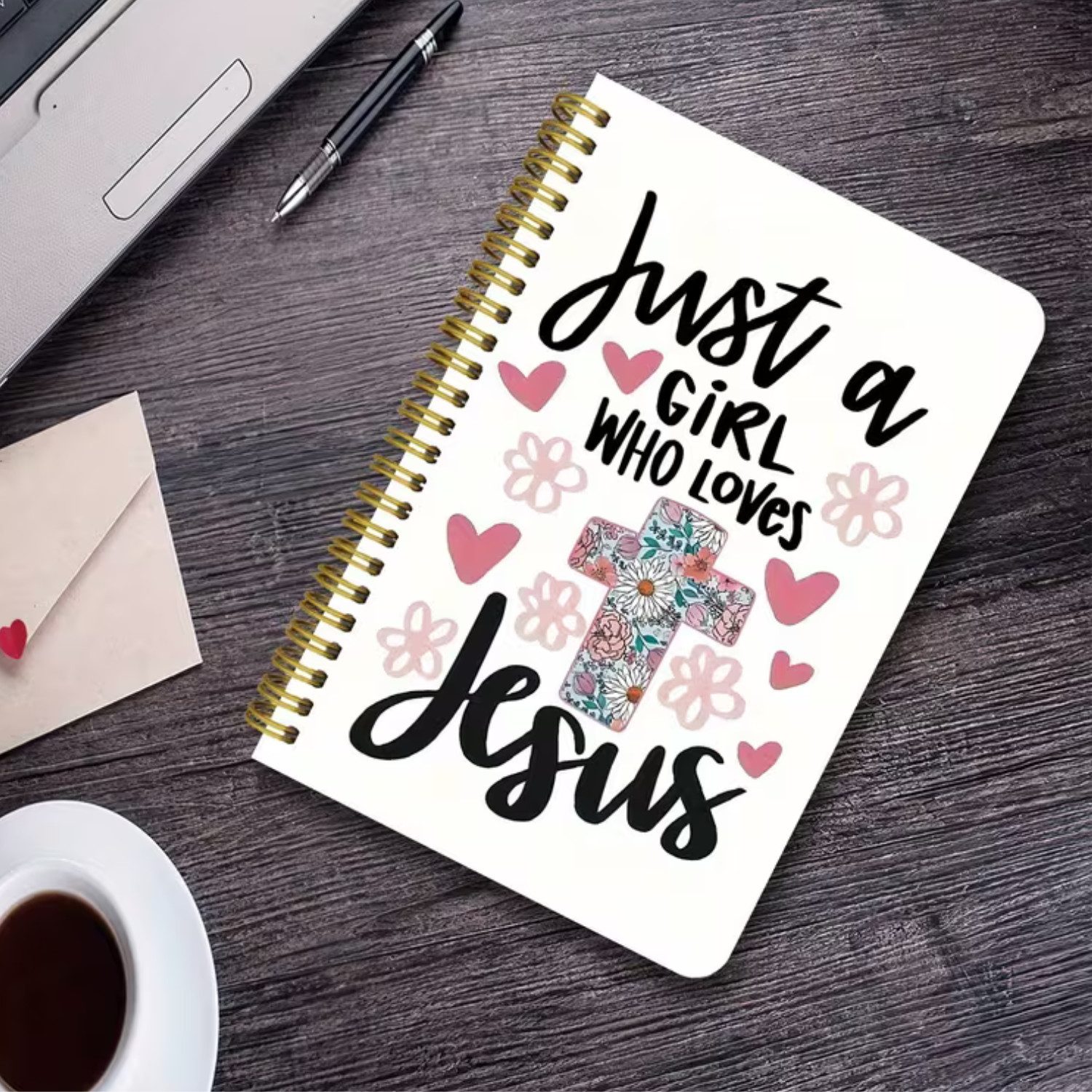 XCOAST Notizblock Christlicher Spiralblock für Mädchen – „Jesus“ Design