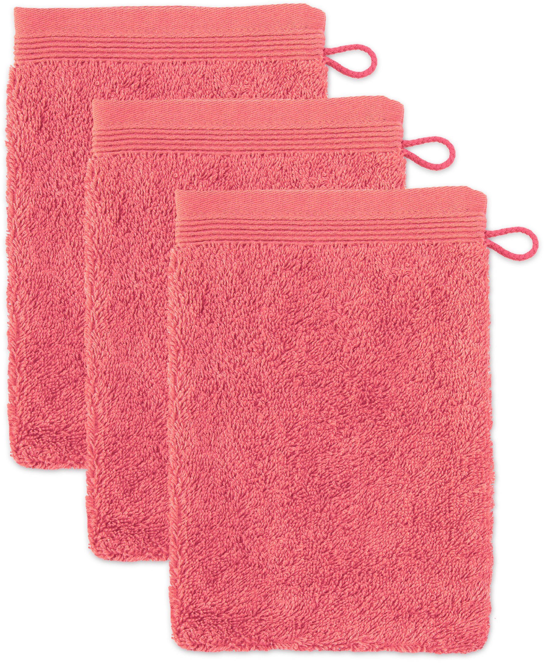 Möve Waschhandschuh Superwuschel, (Set, 3-St), Waschhandschuh Set mit Bordüre, 100% Premium Cotton Baumwolle, weich